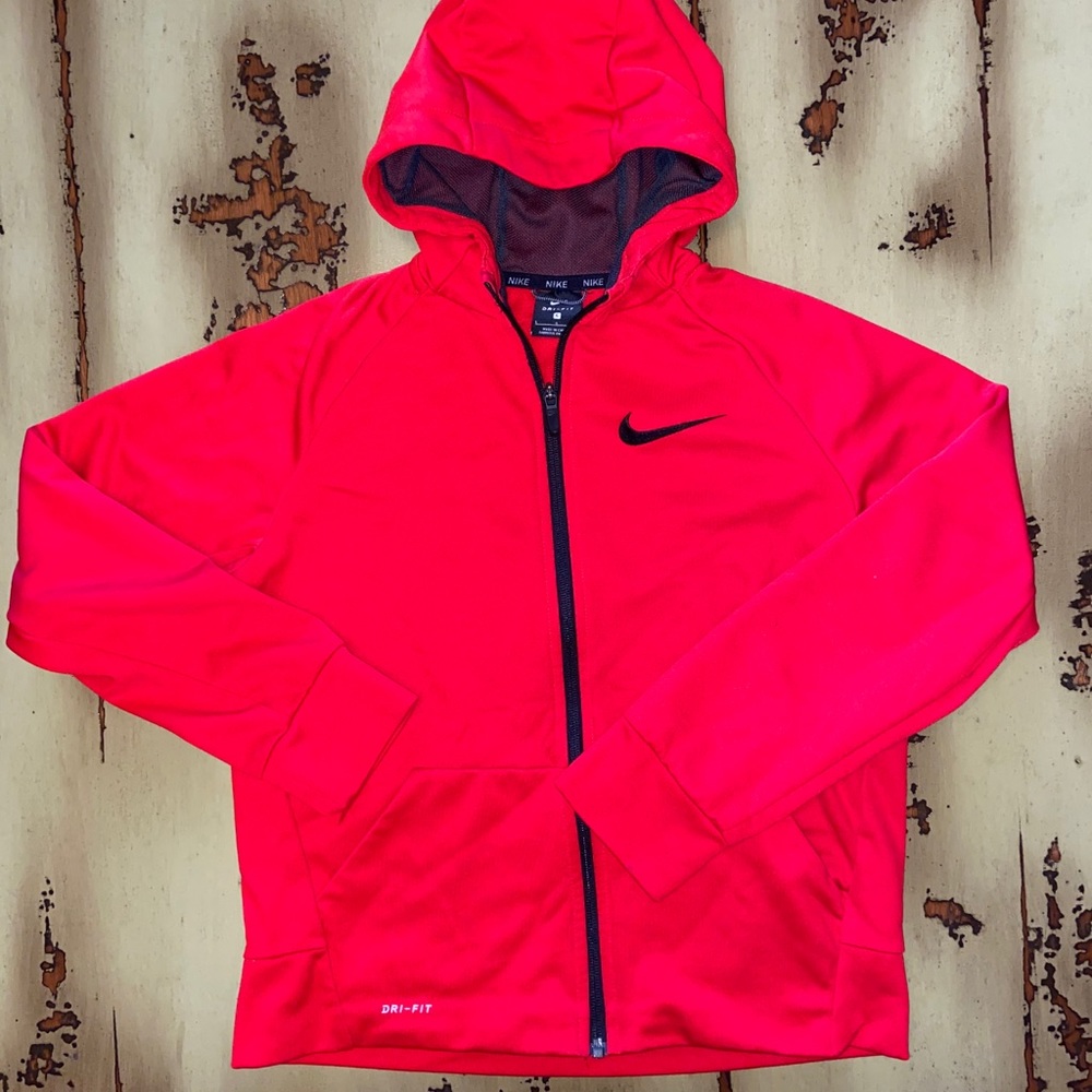 Nike Dri-Fit red zip up Hoodie Boys size L